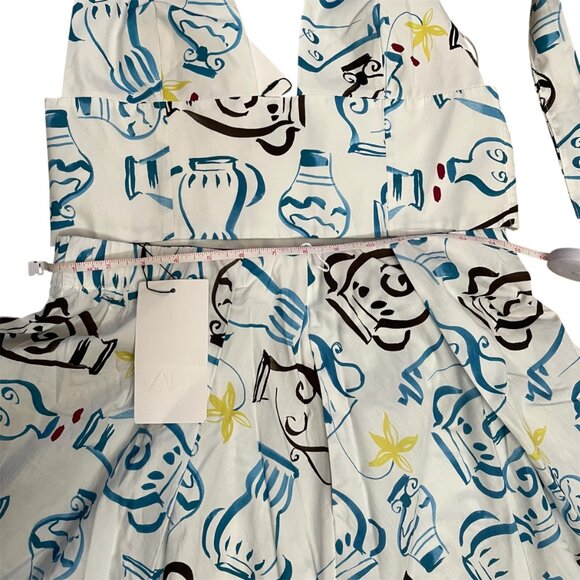 Zara CoOrd Set Printed Poplin Crop Top & Midi Skirt Set Abstract Cotton Medium - Picture 6 of 16